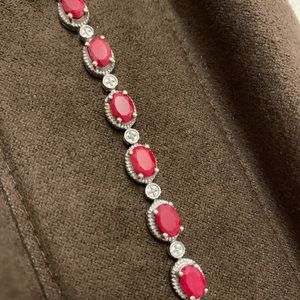 Ross Simons Ruby & Diamond Sterling Silver Bracelet